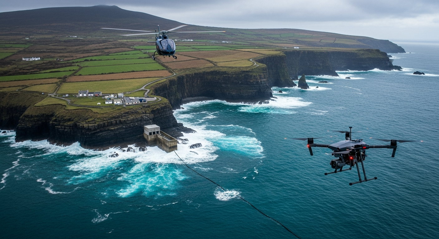 Irish Atlantic coastline near a cable landing